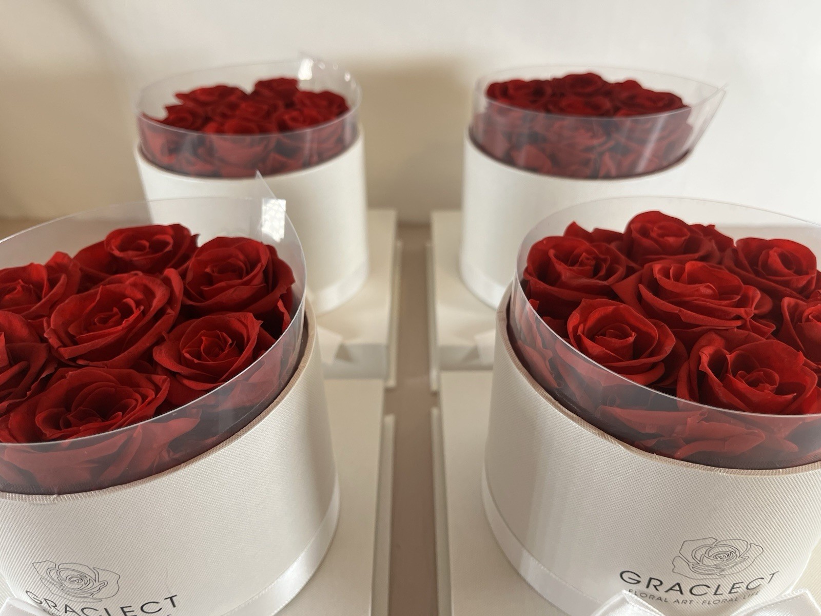 Set of 4 GRACLECT Real Preserved Forever Rose Gift Boxes