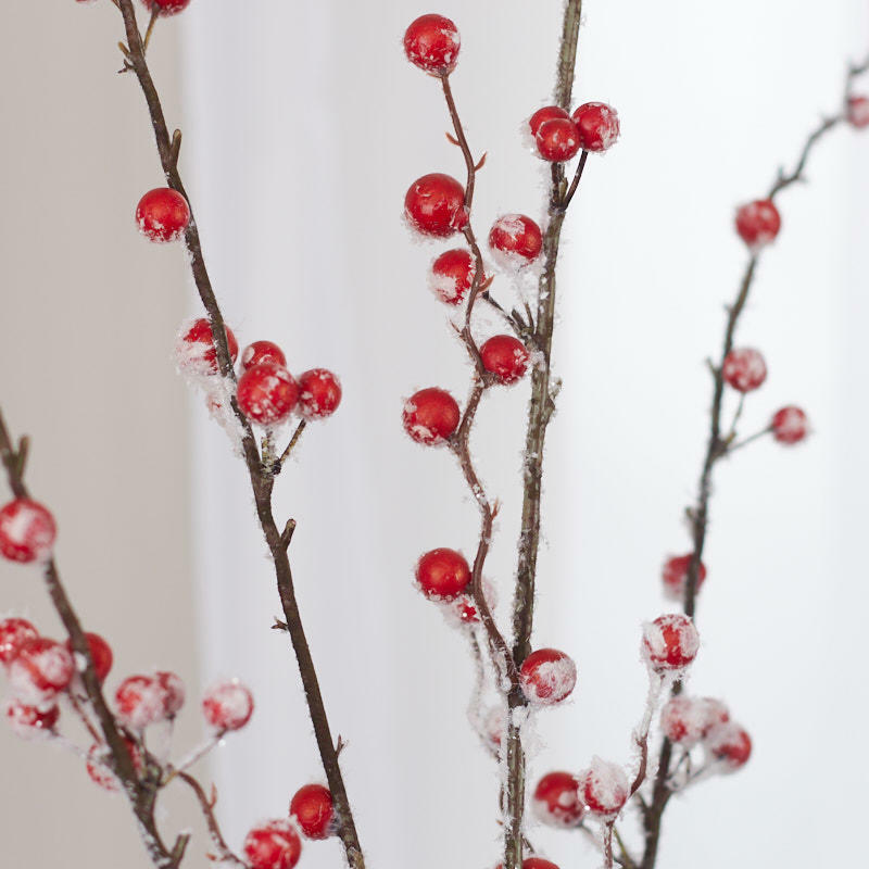 Factory Direct Craft Frosted Red Artificial Berry Spray