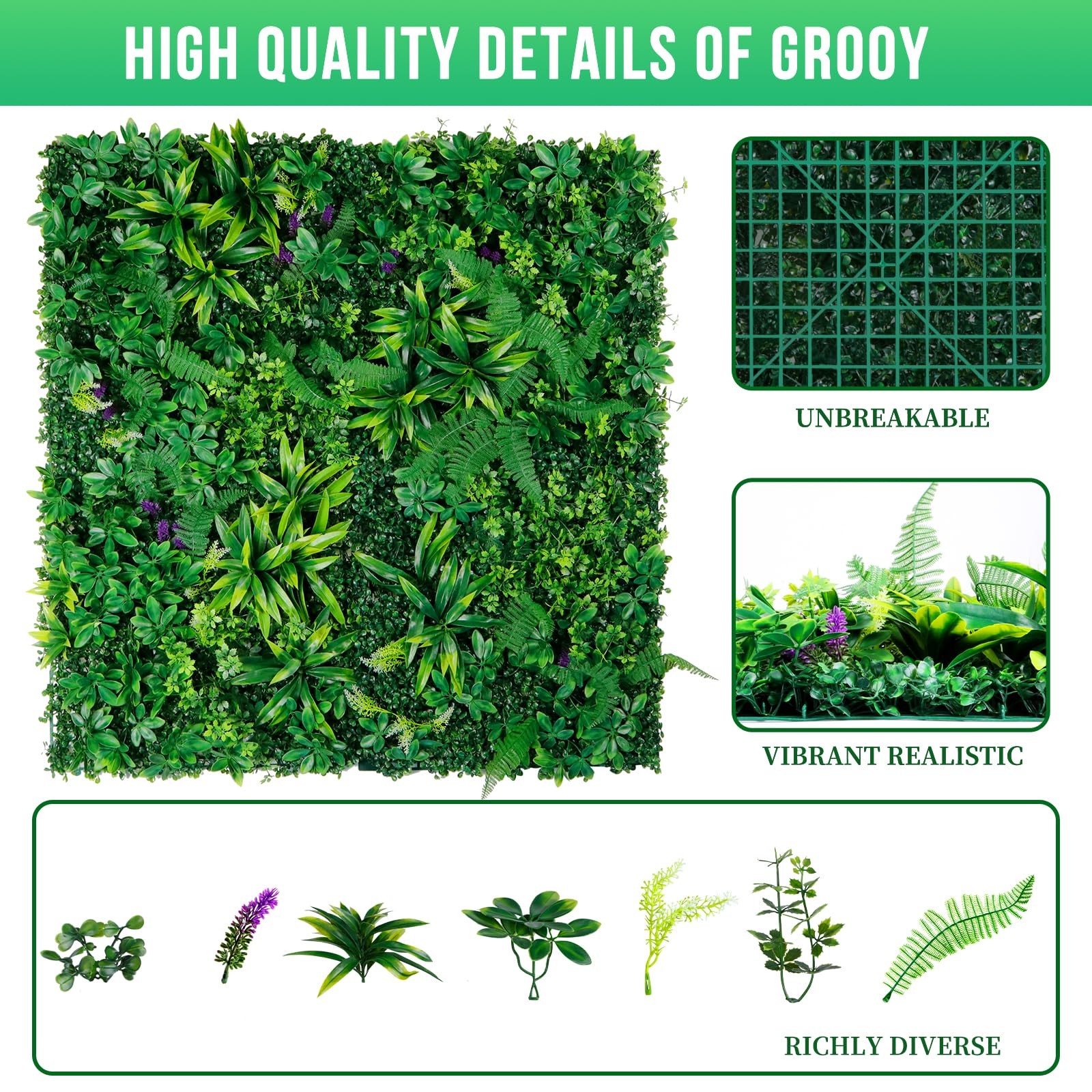 Artificial Boxwood Panels, 12pcs Grass Wall Panels 20″x20″(33.33sq.ft), Priva…