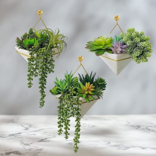 Winlyn 19 Pcs Assorted Artificial Succulents Plants Unpotted Small Green Hanging