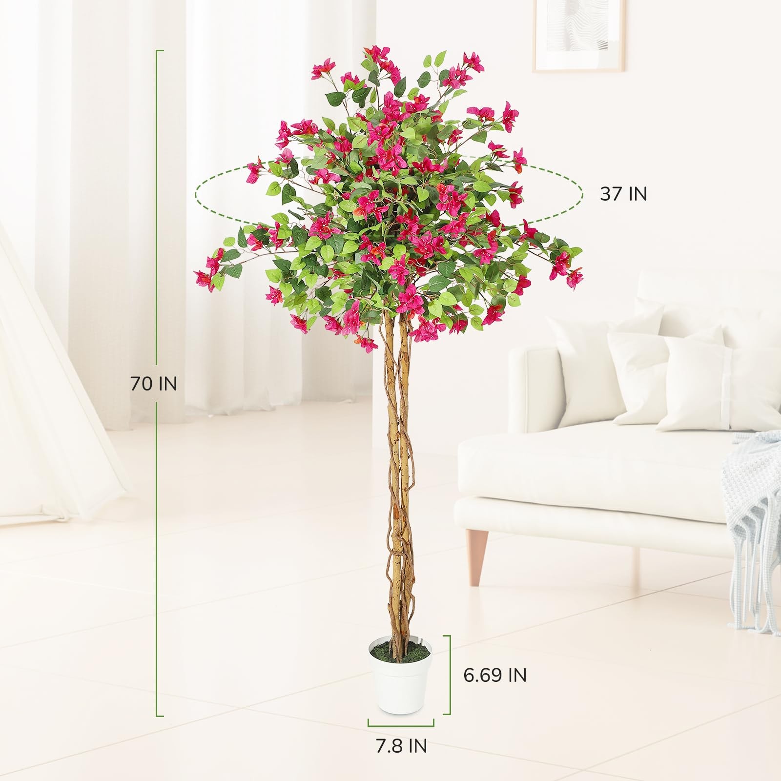 GarveeHome 6 ft Artificial Bougainvillea Tree, Tall Potted Fake Tree Indoor, …