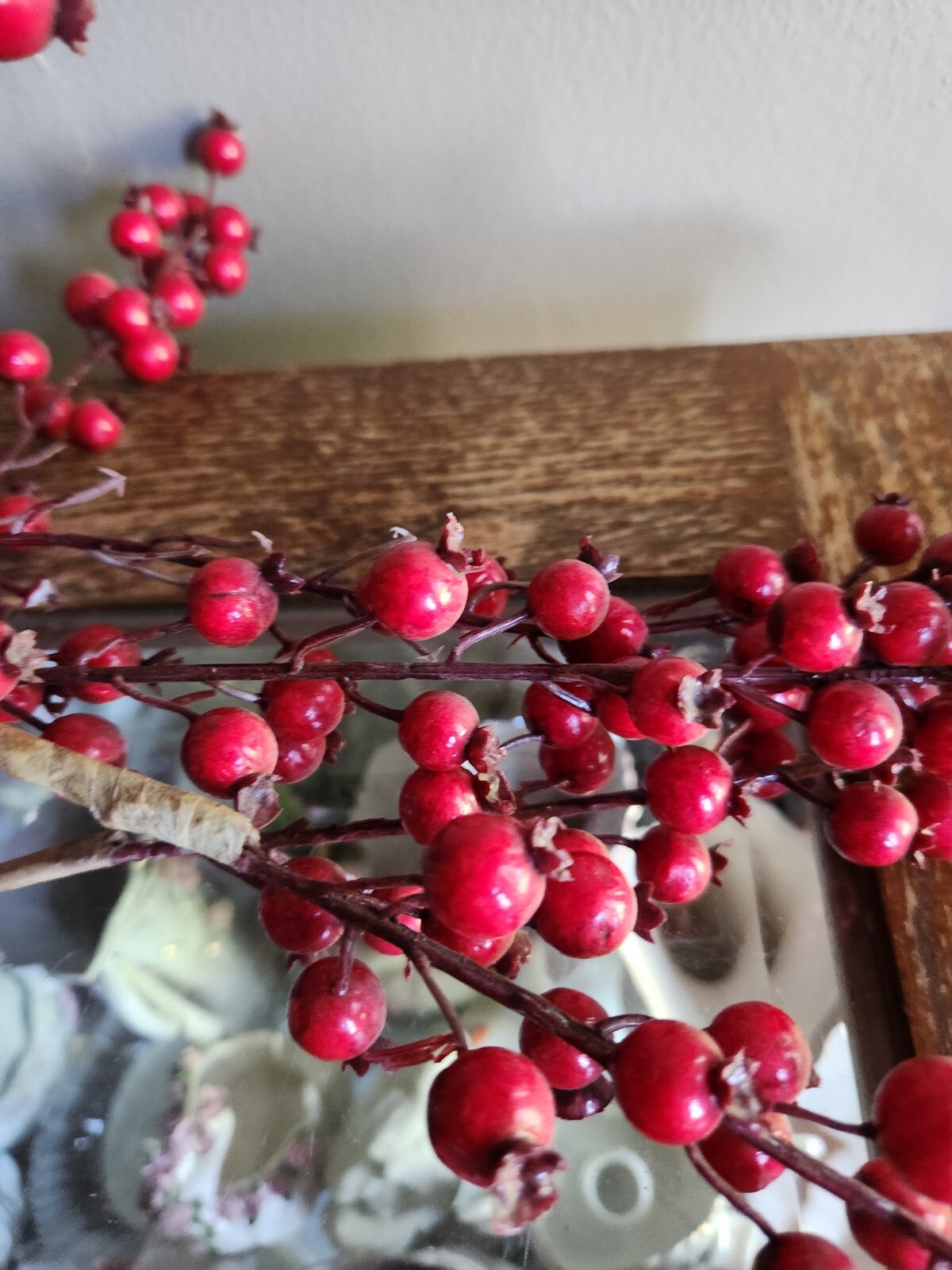 Artificial Red Berry Stem Faux Holiday Christmas Floral Branch Decor