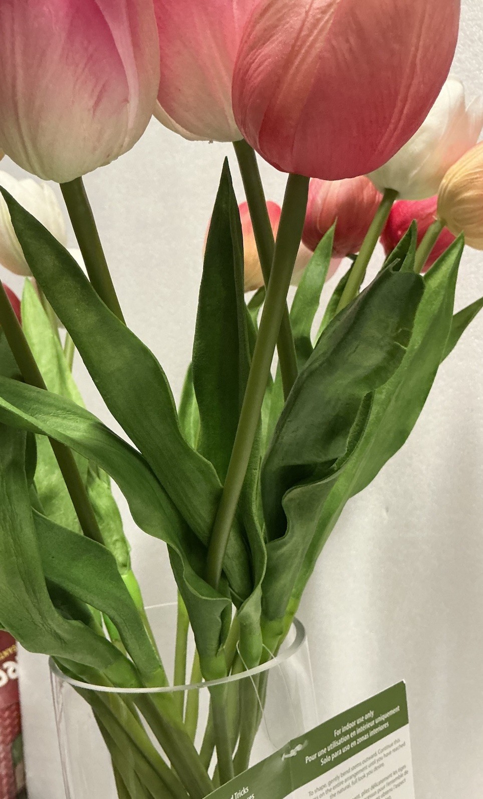 Nearly Natural Artificial Tulip Flower Arrangement Glass Vase