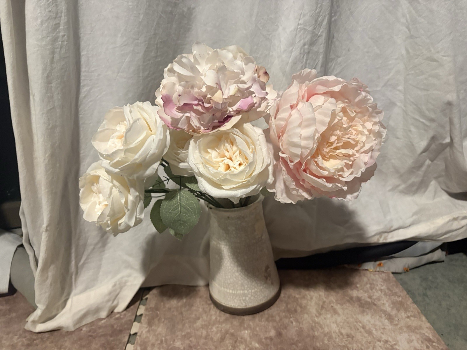 Artificial Silk Flower Lot Roses Peony Pink White Floral Craft Wedding Decor