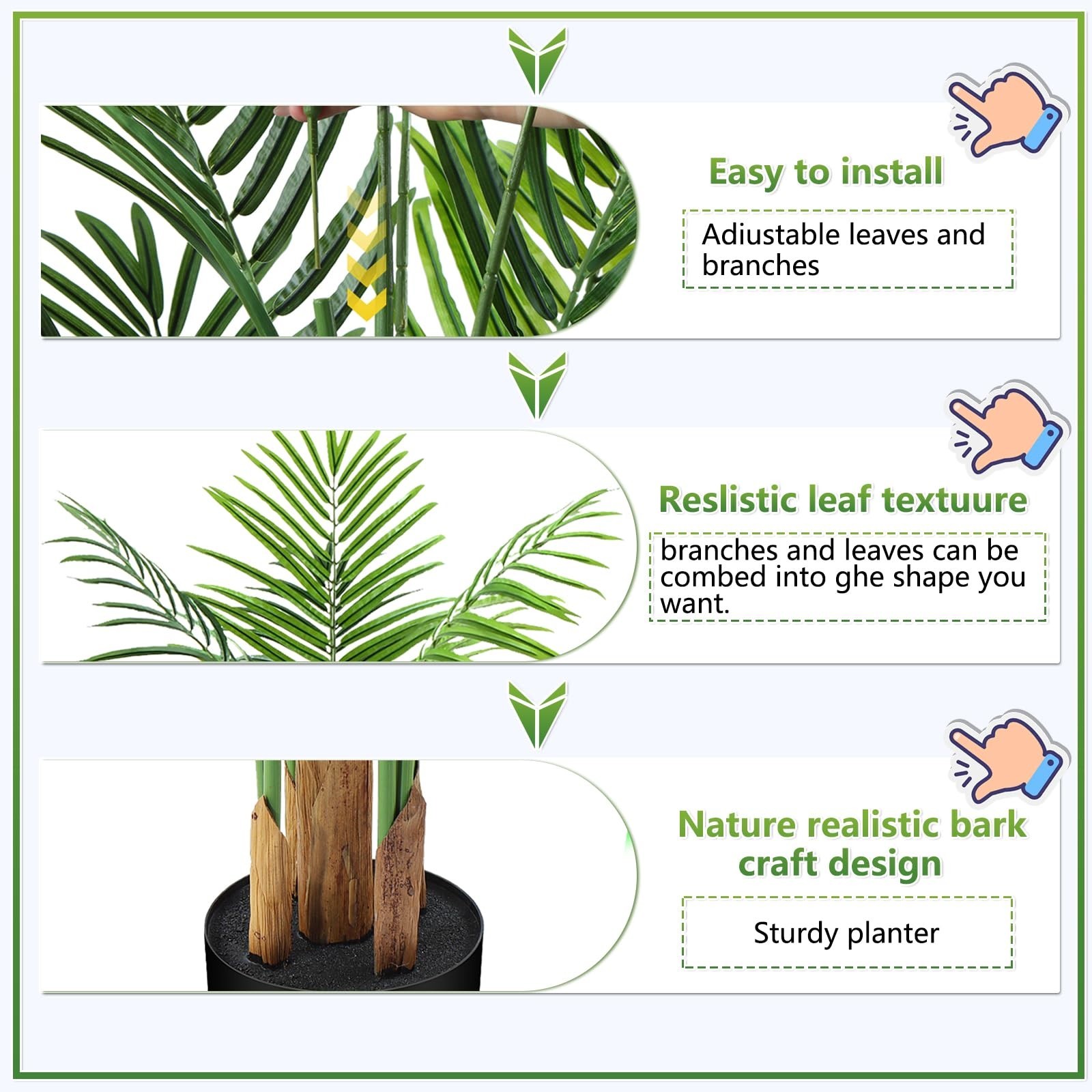 4ft Artificial Palm Tree – Large Faux Areca Palm with 13 Trunks for Indoor Decor