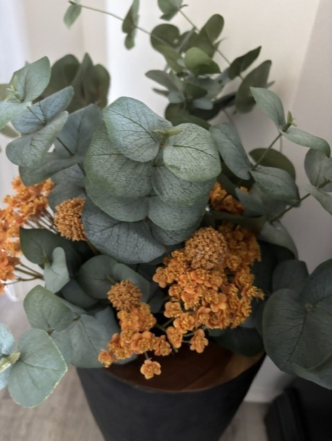 NEW Pottery Barn Faux Mixed Yarrow Eucalyptus Bunch Bundle Stems Vase Decor NWT