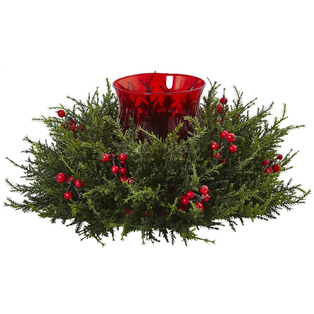 Cedar Berry Candelabrum – Lifelike Christmas Holiday Centerpiece Decor