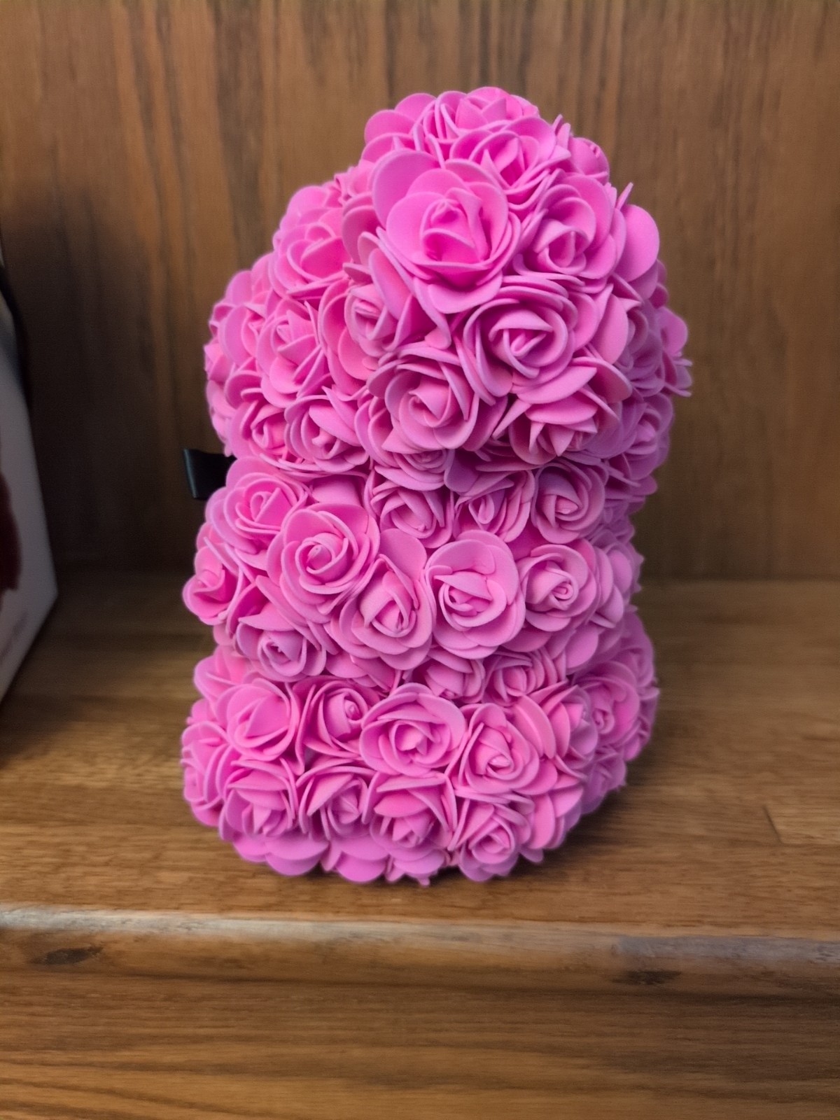 Always and Forever Pink Flower Bear With Box Artificial Rose Flowers