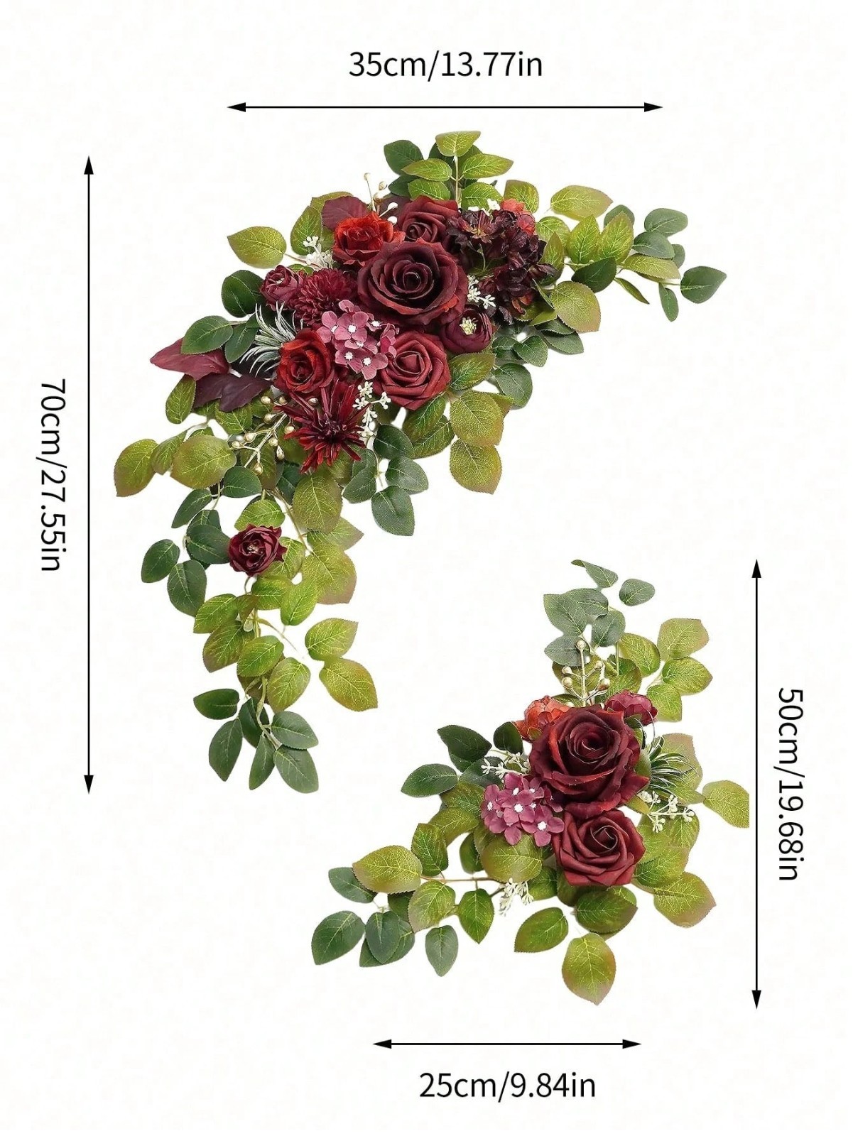 2PCS Artificial Floral Swag Wedding Arch Flowers Faux Rose Garland GreeneryDecor