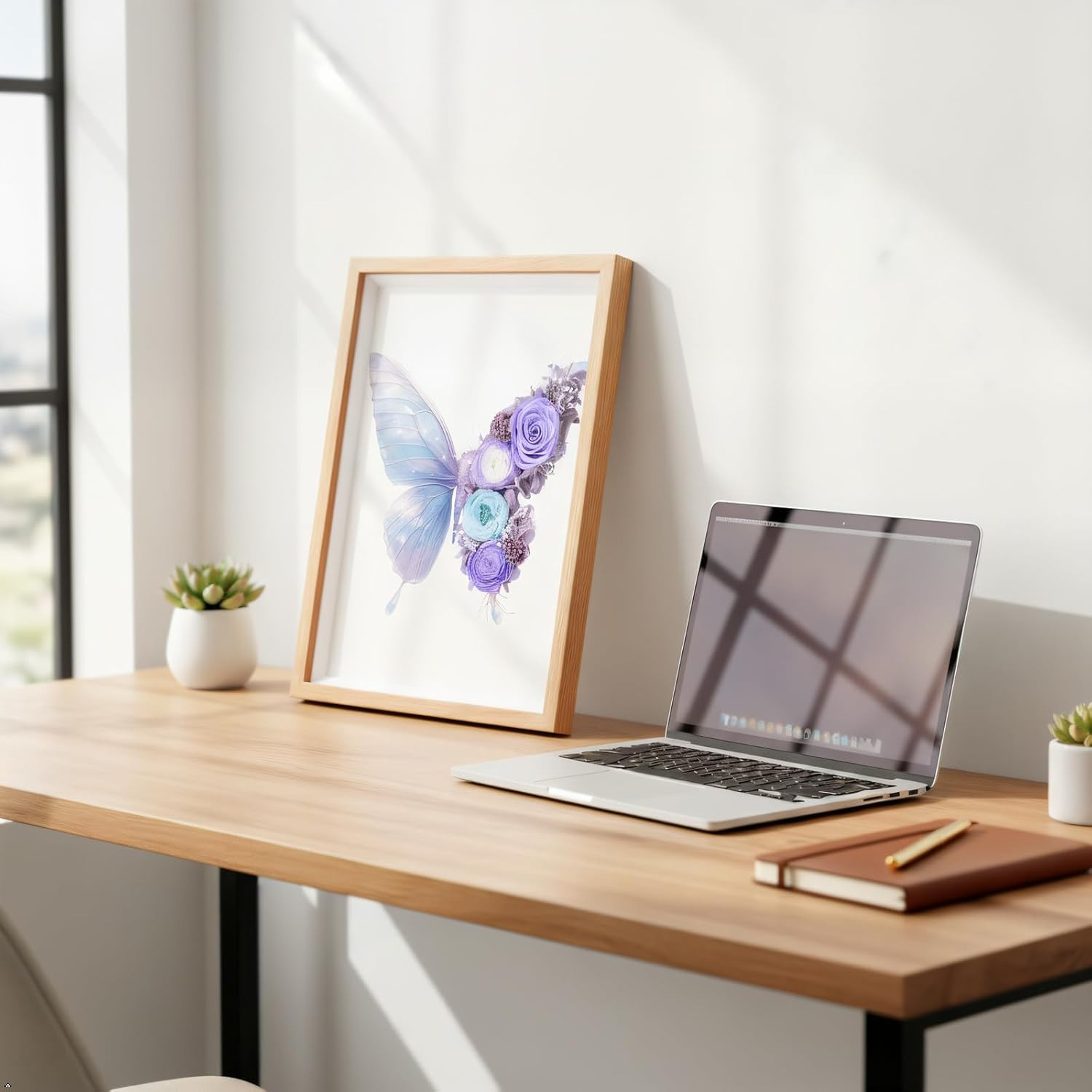 Lavender Preserved Flower Butterfly Shadow Box Frame – Elegant Wall Art Decor