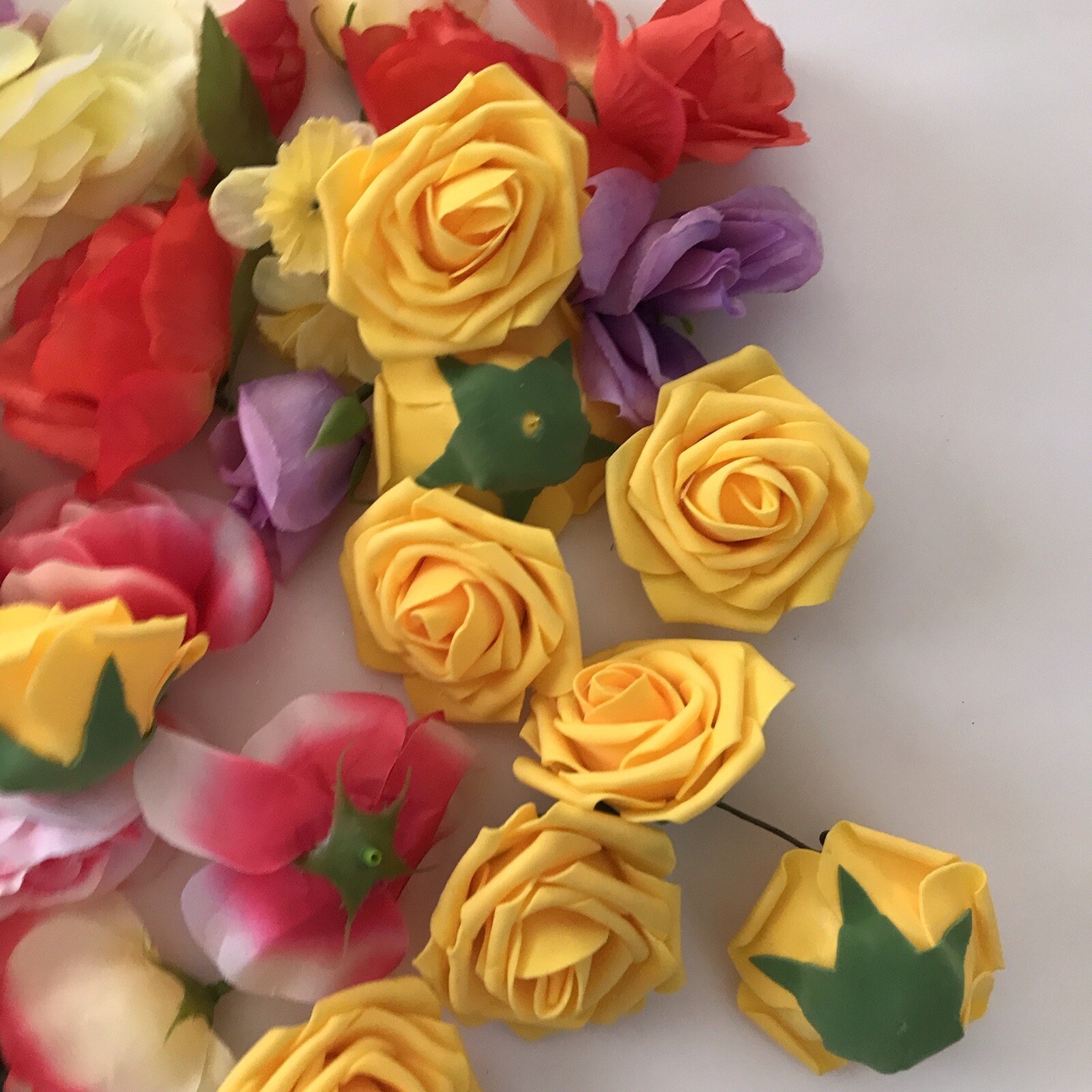 LOT 40 Faux Flowers CRAFT Deconstructed Flowers Fake Rose Foam Fabric Wreath