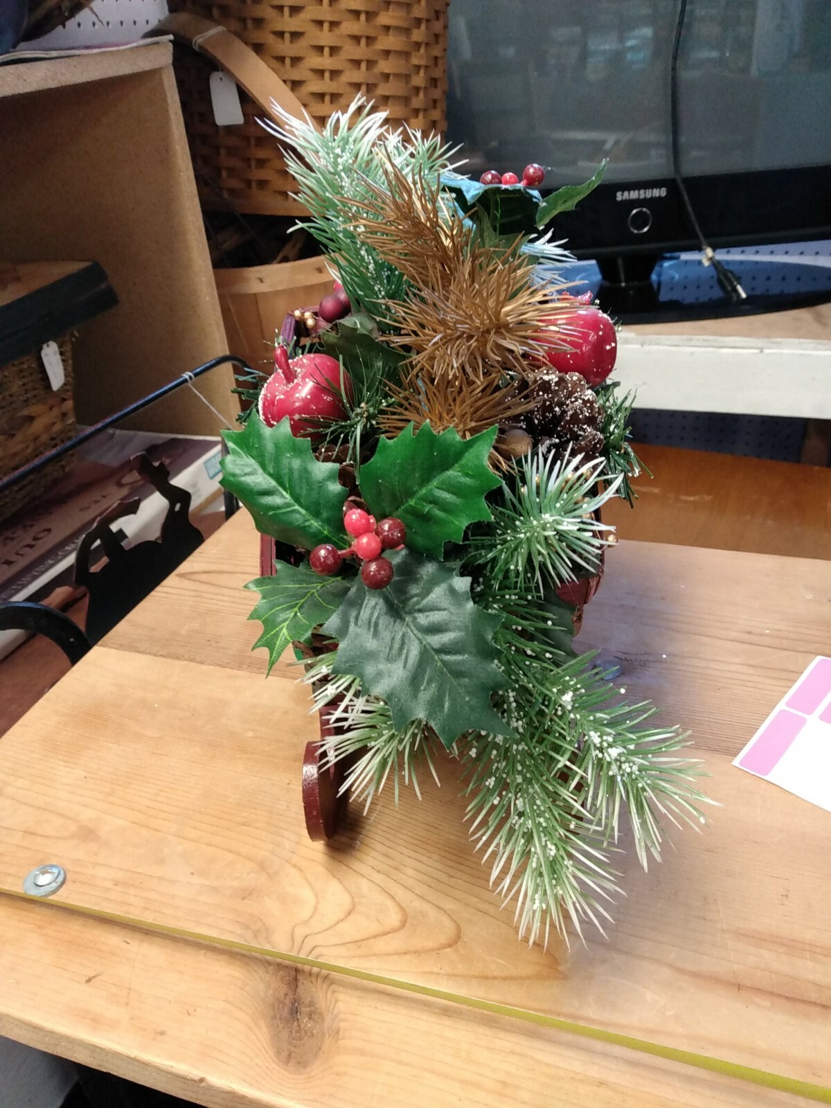 Small Sled Floral Arrangement Decor Eg