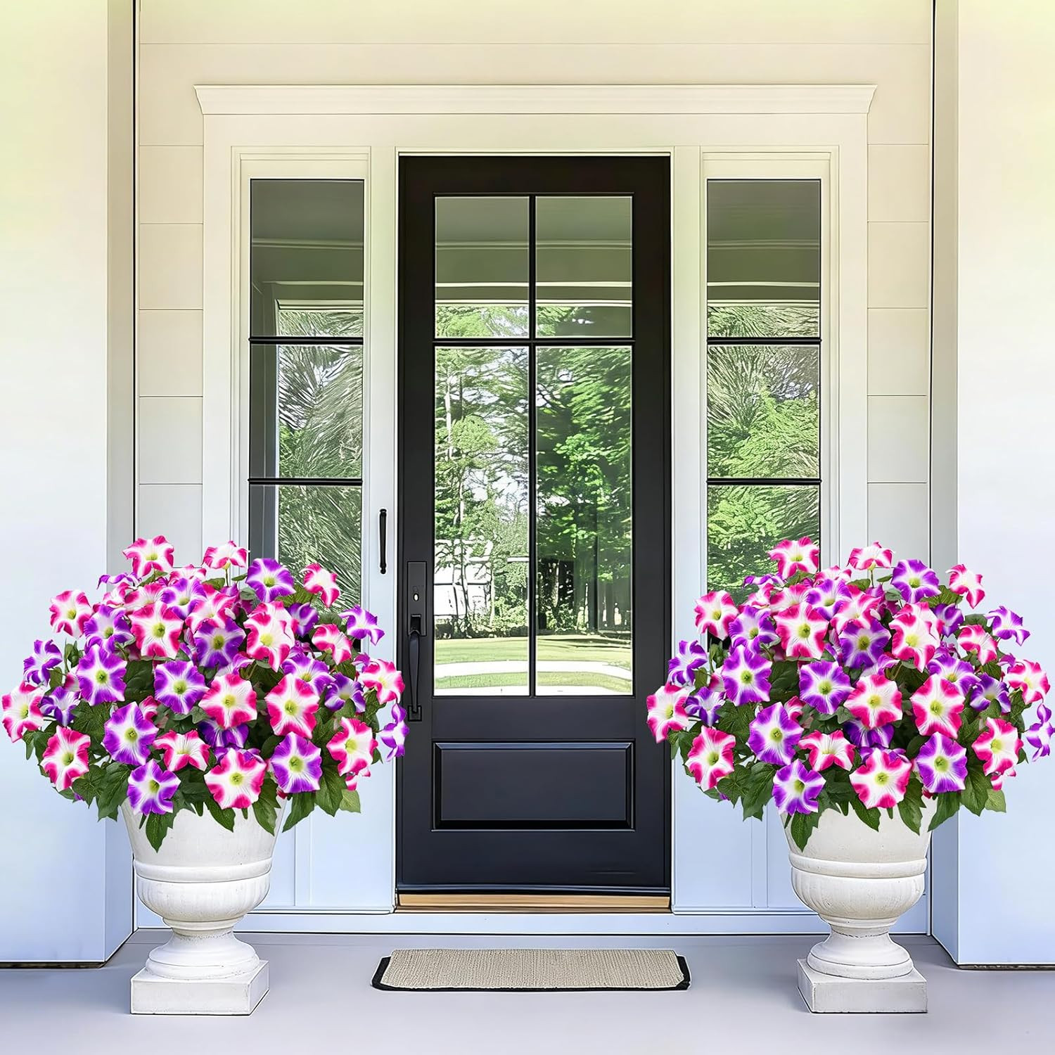 Artificial Flowers for Outdoors, 4 Bundles Realistic Fake Outdoor Flowers, UV Re