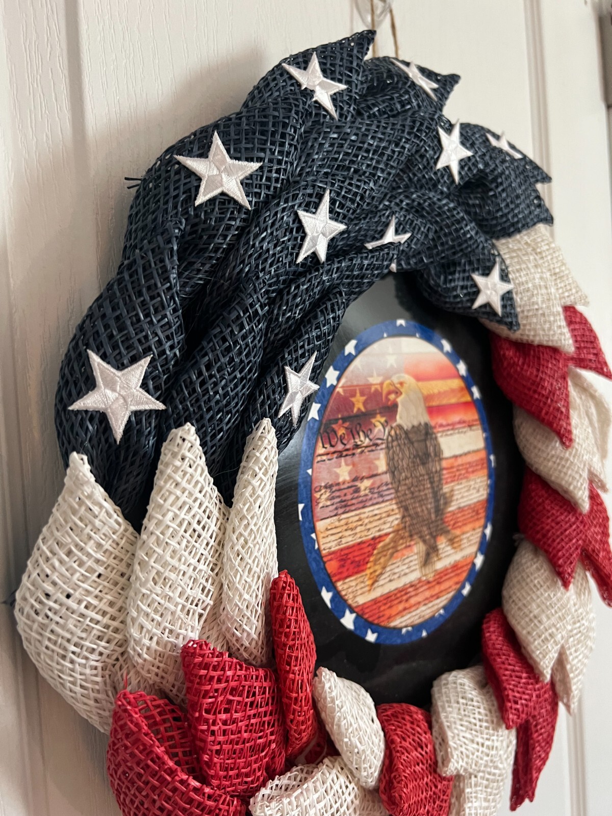 New Handmade American Flag Front Door Wreath Handmade in USA