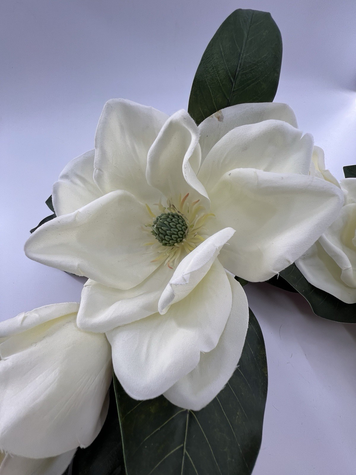 2 Magnolia Flower Wreaths 15” Artificial Hang On Door Decor Spring All Year