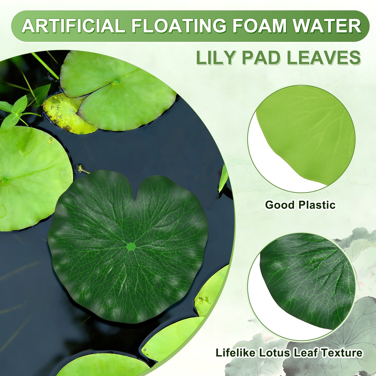 1-Pack Artificial Floating Foam Water Lily Pad Leaves, 7inch/17cm [Green]