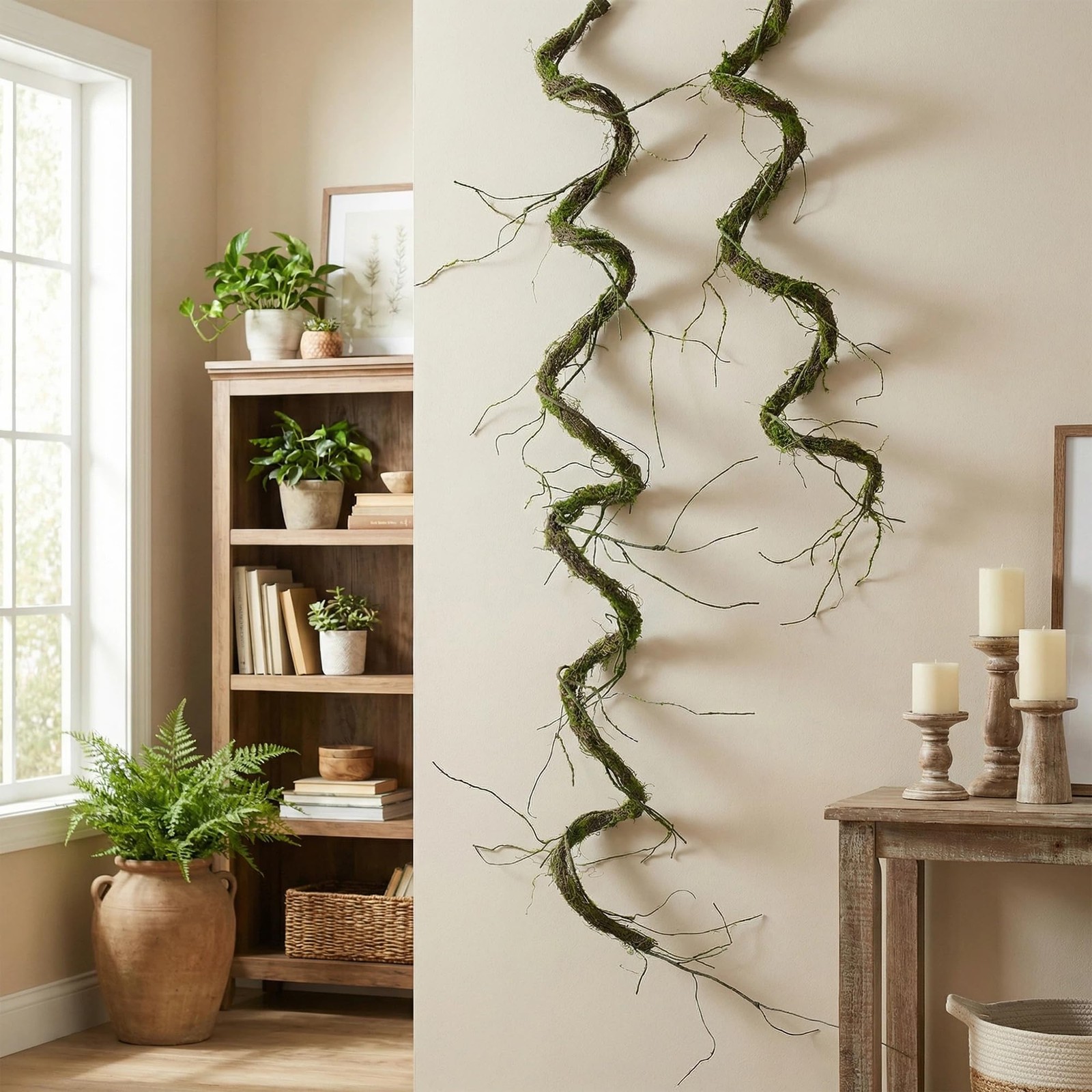 120 inch bendable artificial Dragon Whisker MossVine Green Hanging fake Plant…