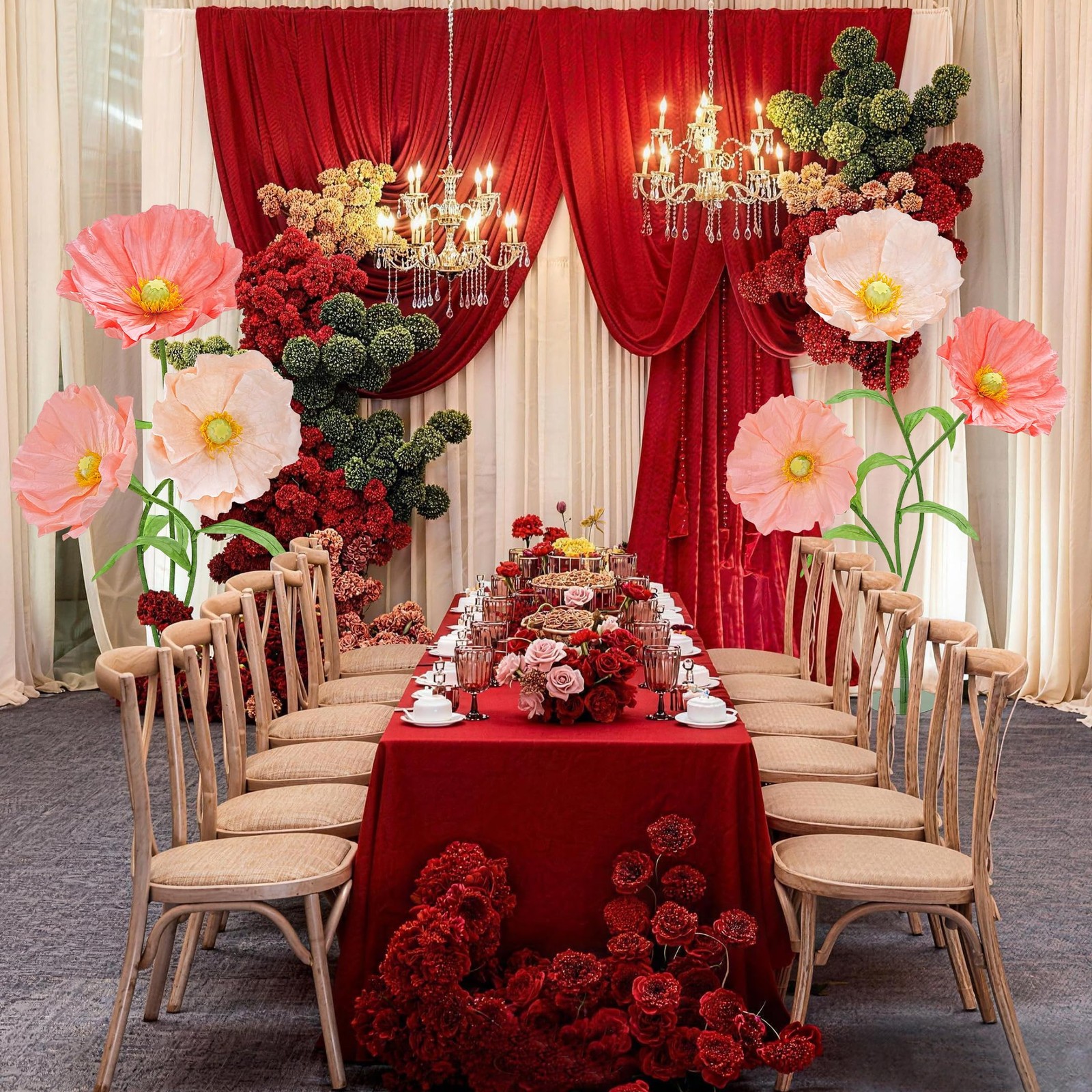 Large Fake Flowers Decor -5.6 Ft Giant Artificial Flowers Big Floral with Sta…