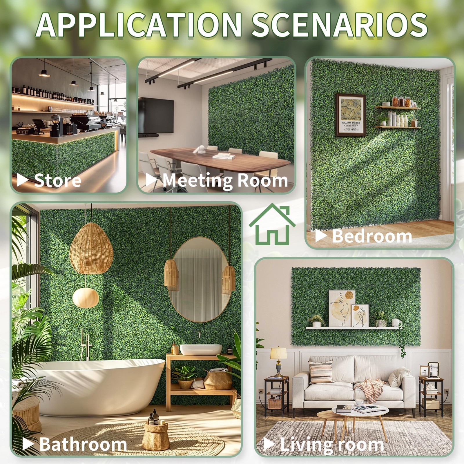 12 Pack 10″x10″ UV-Resistant Faux Boxwood Grass Wall Panels for Indoor/Outdoor D