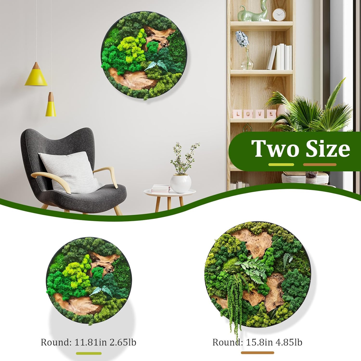 Handcrafted Round Moss Wall Art – Rustic Nature Decor for Home & Office