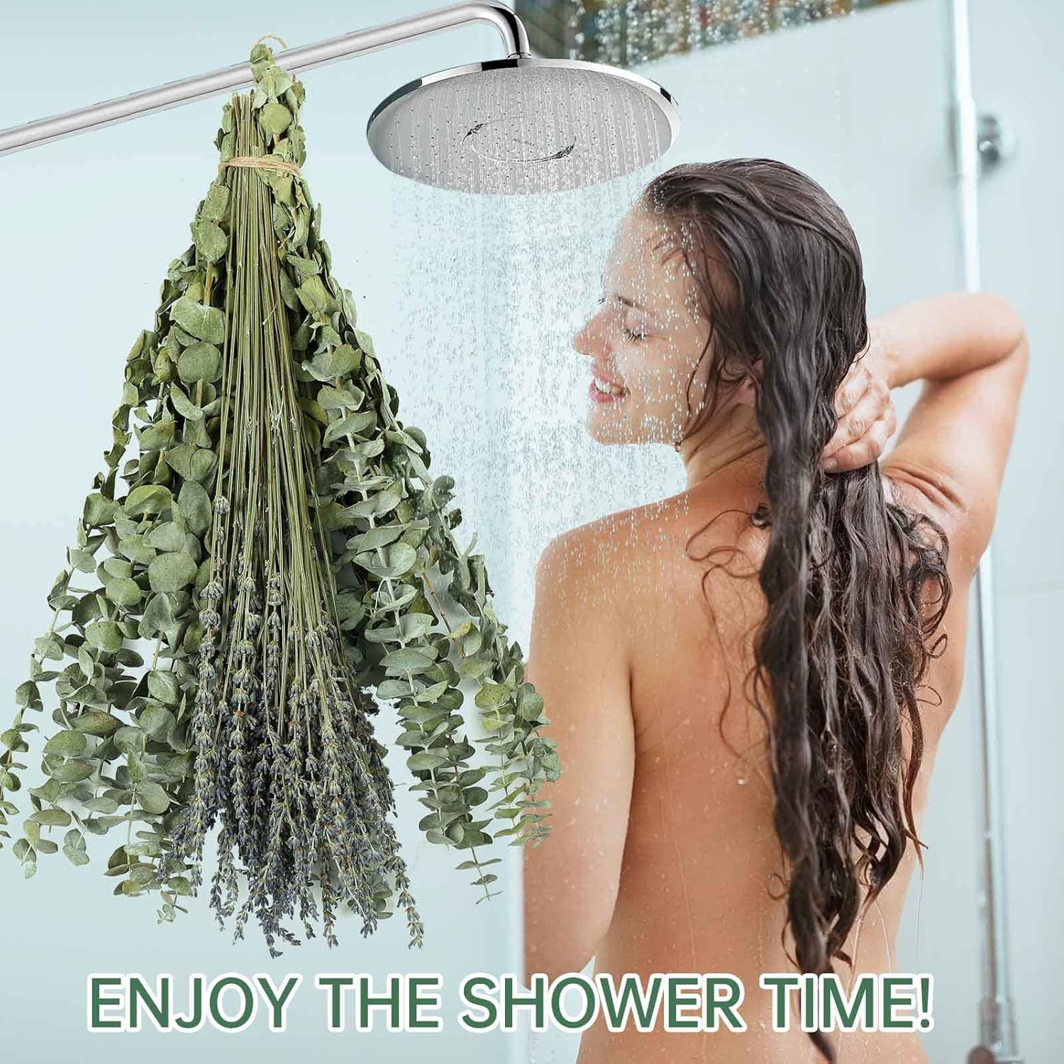 65 PCS Dried Eucalyptus Stems & Lavender Flowers Bundle for Shower, 17” Natural