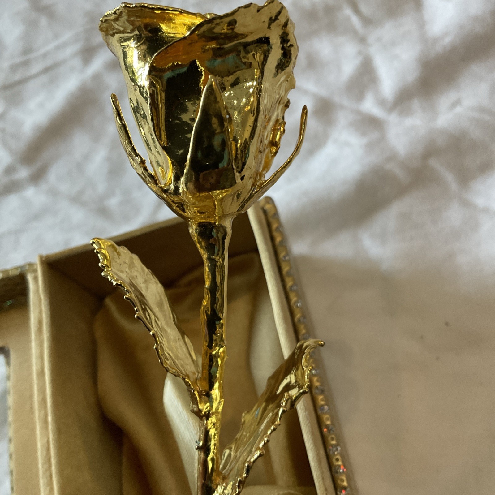 Gold Dipped 24K Natural Gold Rose with Golden Box Gift Men & Women 6″ Long