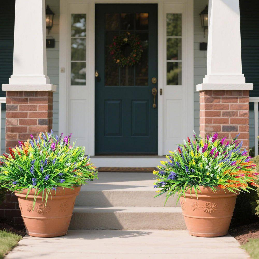 24 Bundles Artificial Flowers and Plants for Outdoors, 13.8 In. Multi-Colored Ar