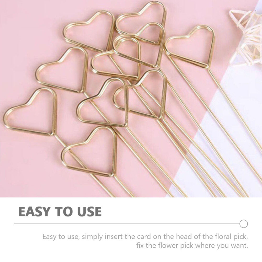10 Pcs Pieces Gold Round Floral Place Card Holder Heart Decoration