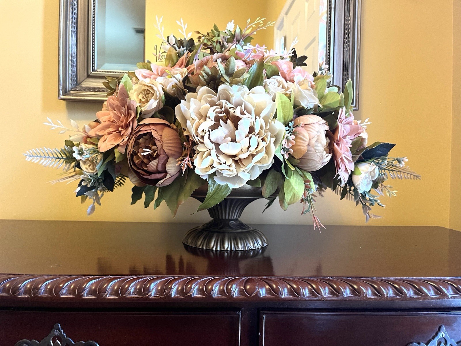 Brown Peony And Cream Chrysanthemum Floral Arrangement Year Round Floral