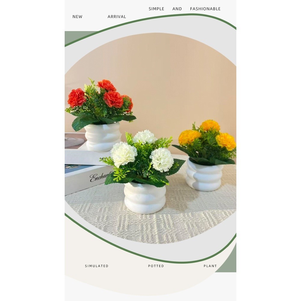 Silk Carnation Flower Arrangement 5 Pack for Living Room Bedroom Decor