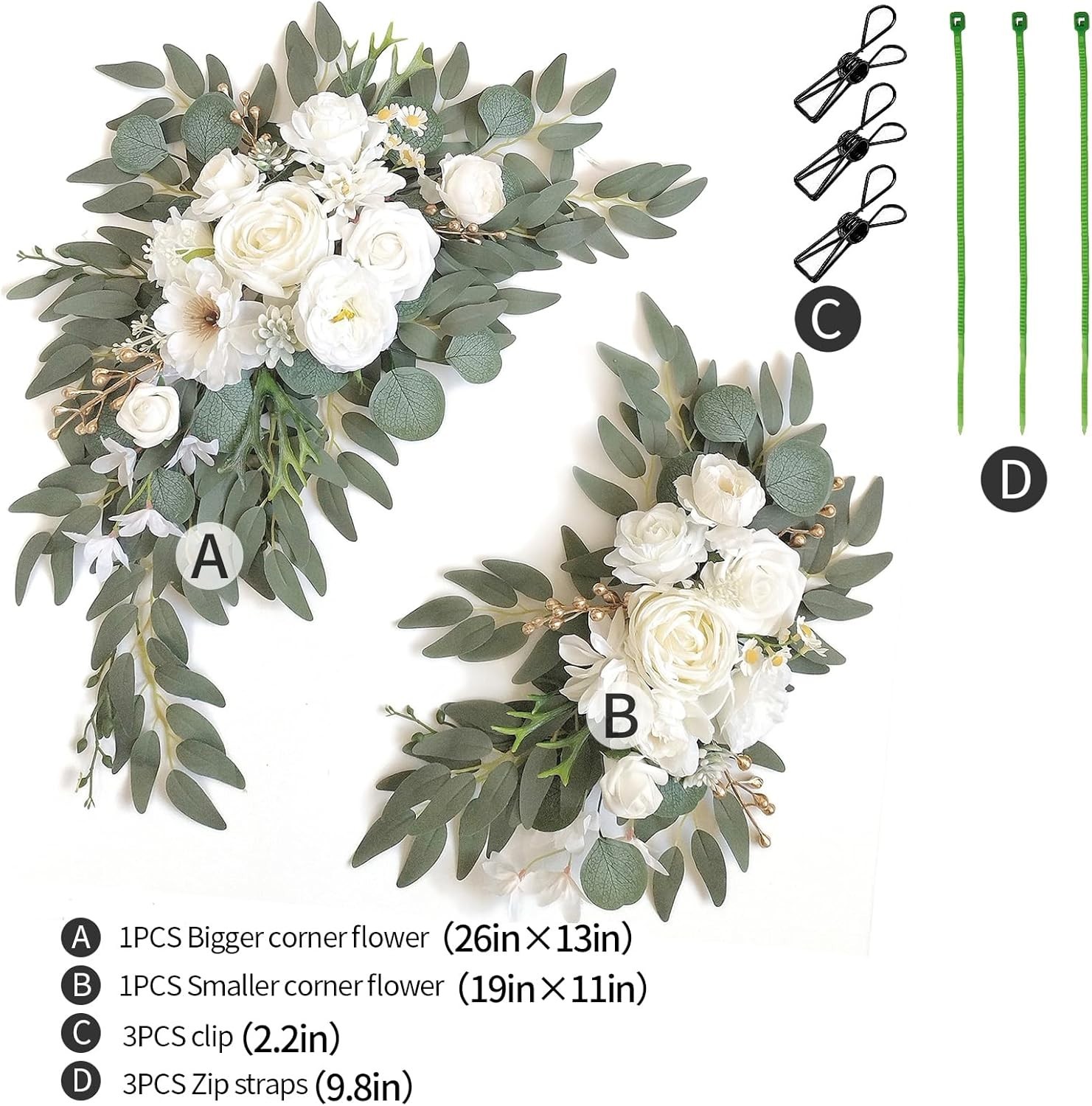 Wedding Arch Flowers (Pack of 2), Artificial Flowers for Wedding Welcome Signs