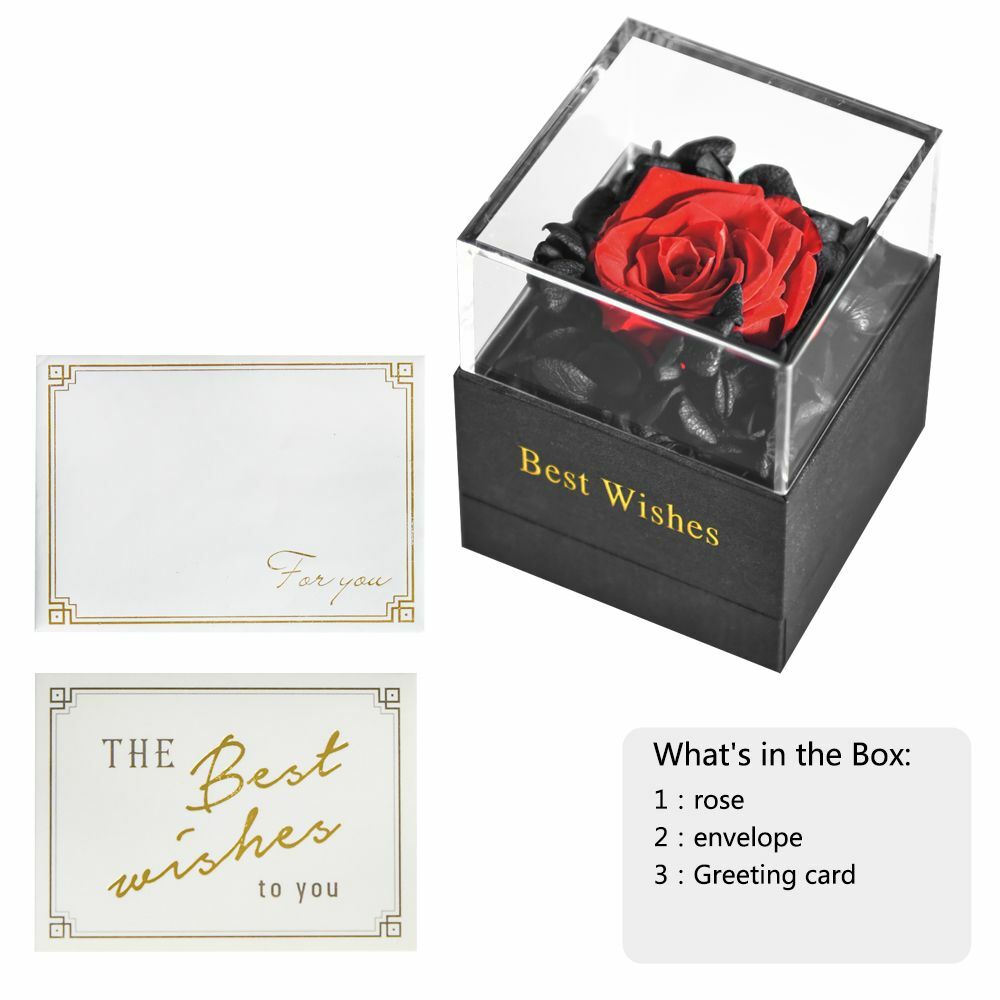 Preserved Fresh Rose Flower Jewelry Box Birthday Wedding Valentine Gifts Womens