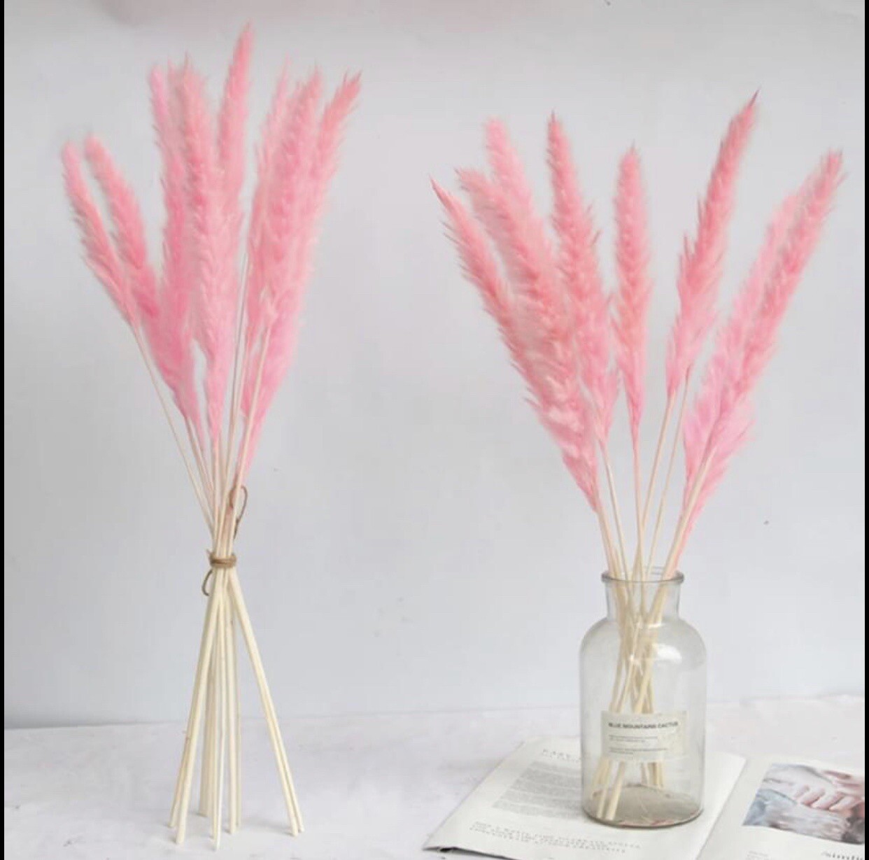 15PCS Natural Dried Pampas Grass 24 In. Reed Flower Wedding Bouquet Home Decors