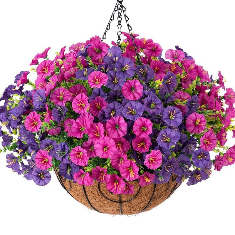 4 Bundles Artificial Morning Glory & Eucalyptus UV Resistant Outdoor Set
