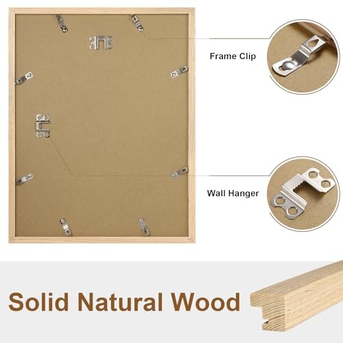 11×14 Picture Frame, Solid Wood Frame with Plexiglass, 11×14 – 3P Natural