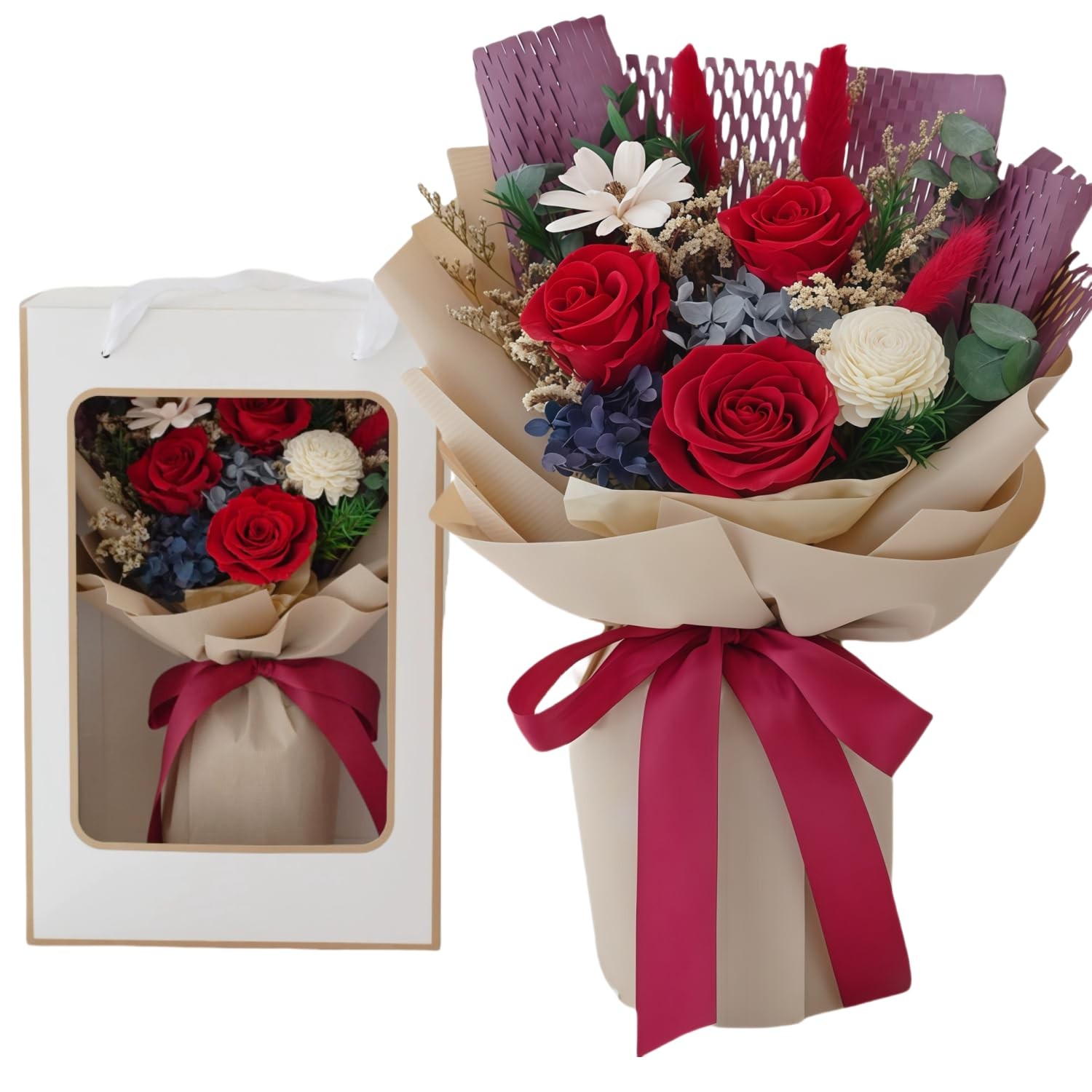 Forever Flowers Bouquets, Real Rose, Mothers Day Gift, Mom Delivery Womens