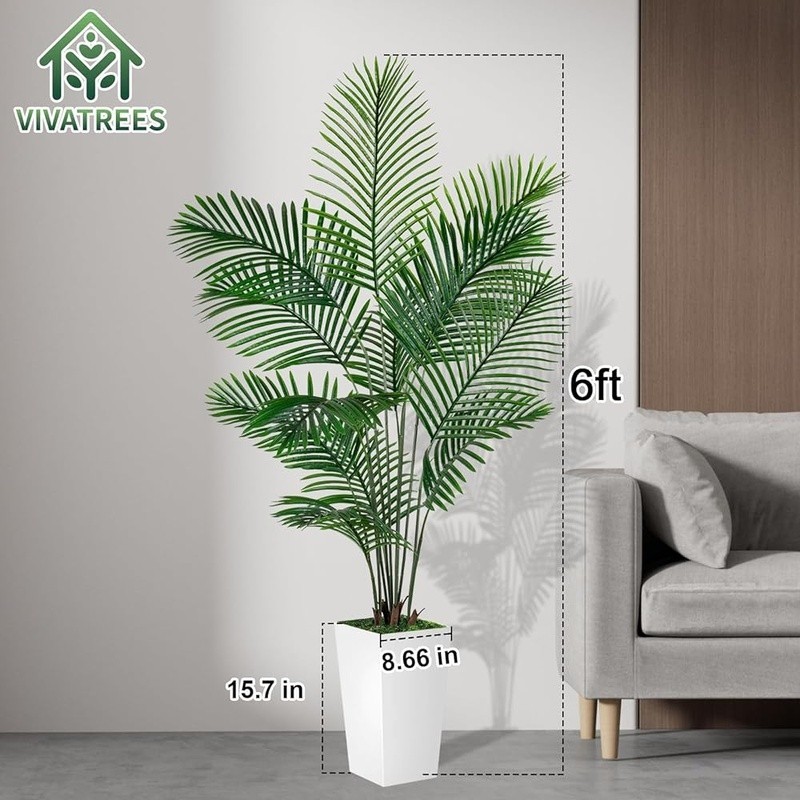 Artificial Palm Tree W/ Planter Lifelike Indoor Decor No Maintenance Required US
