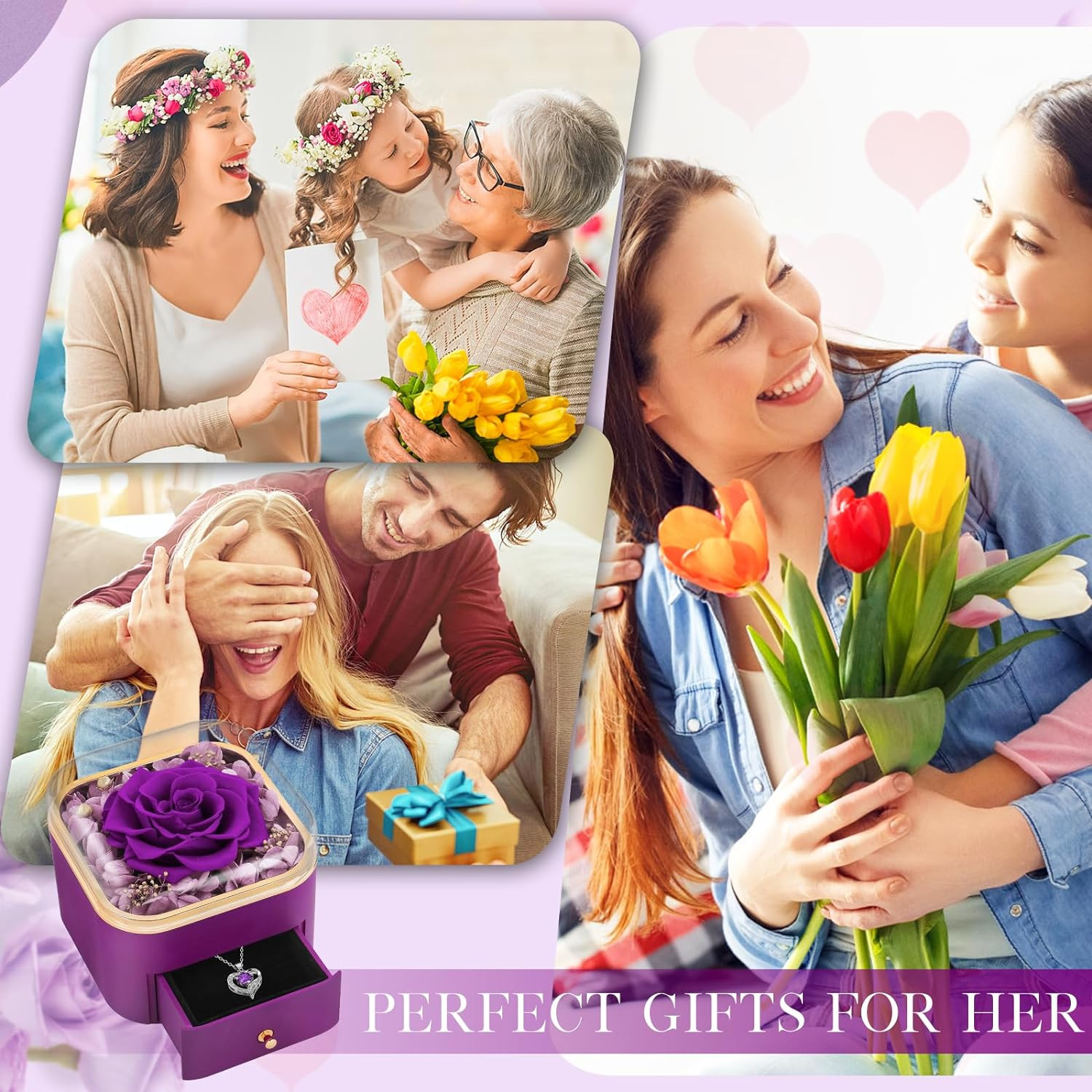Regalos de rosas para el Día de la Madre para mamás: Rosas reales preservadas