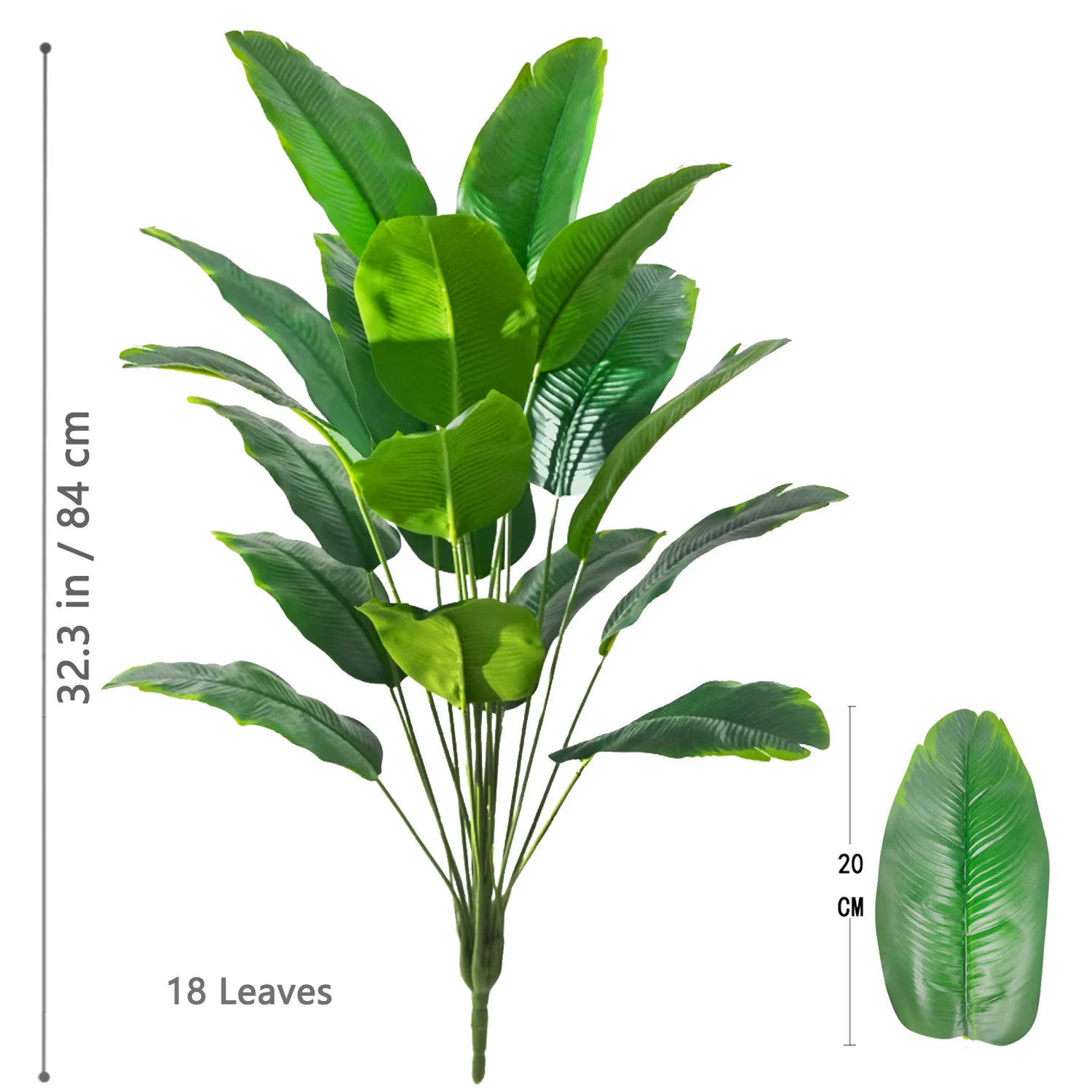65-90-125Cm Large Tropical Palm Tree Fake Banana Plant Leaves Real Touch Strelit
