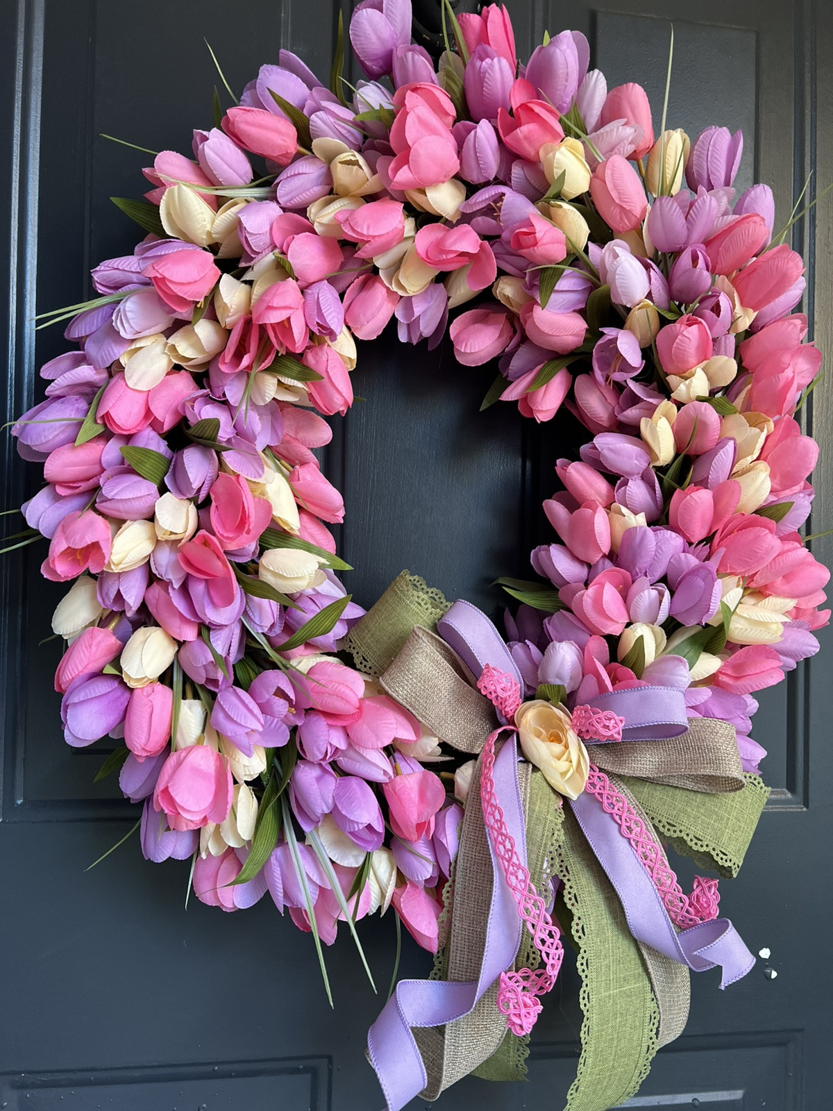Tulip Wreath, Spring Wreath, Wreath For Mom, New Home Gift, Tulip Lover