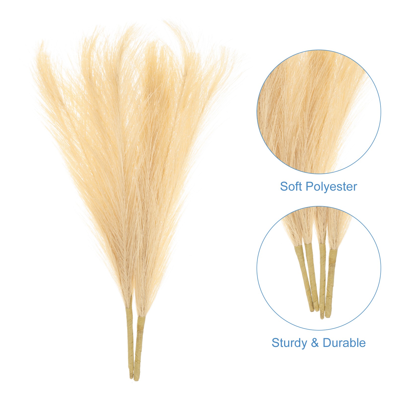 2pcs Faux Pampas Grass 17 Inch 10 Stem Artificial Grass for Decor, Light Coffee