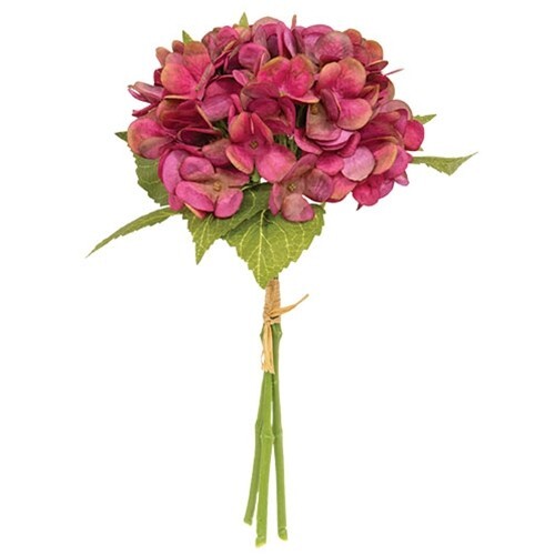 New Primitive HYDRANGEA STEMS DARK VTG MAGENTA Farmhouse Cottage French 11.5″T