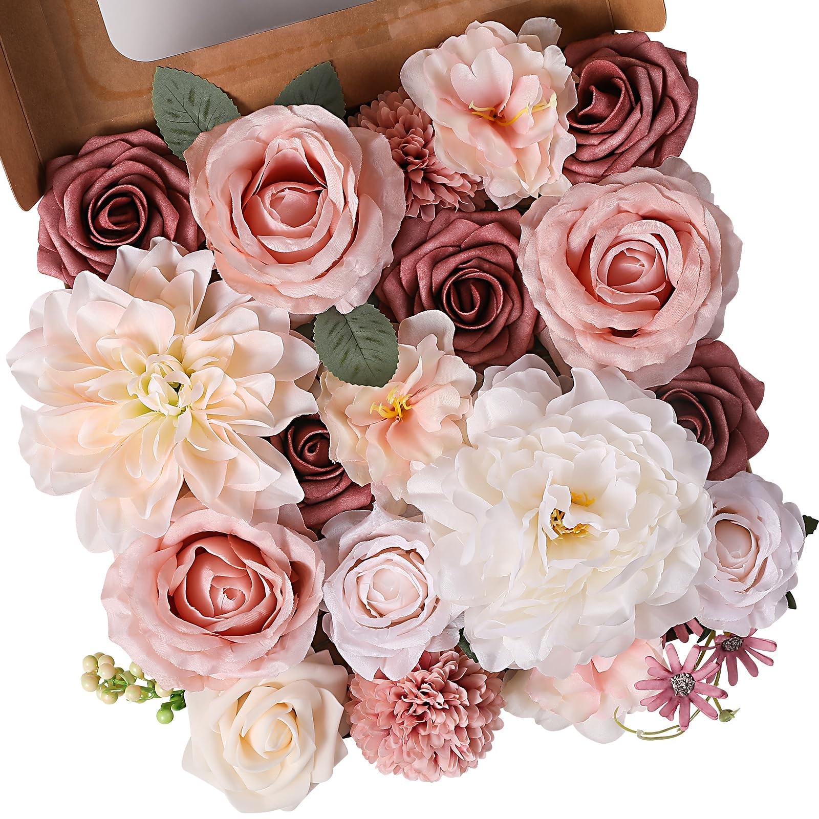 Garisey Artificial Flowers Combo, Mix Silk Flowers Roses, Peonies, Dahlias wi…