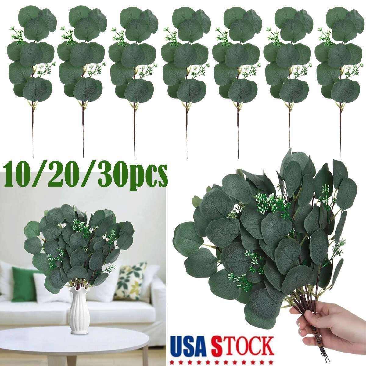 10-30 Artificial Eucalyptus Leaves Stems Garland Wreath Plant Home Outdoor Decor