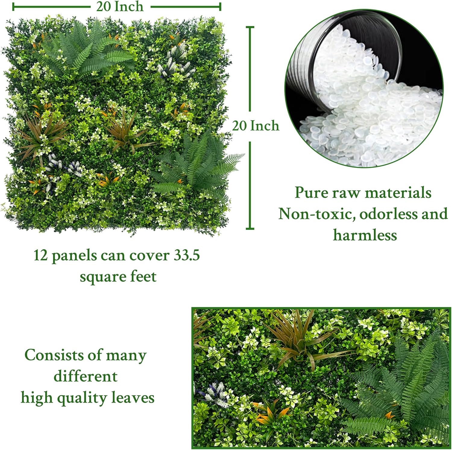 20″x20″ Boxwood Hedge Panels – UV-Resistant Faux Ivy Privacy Screen Decor
