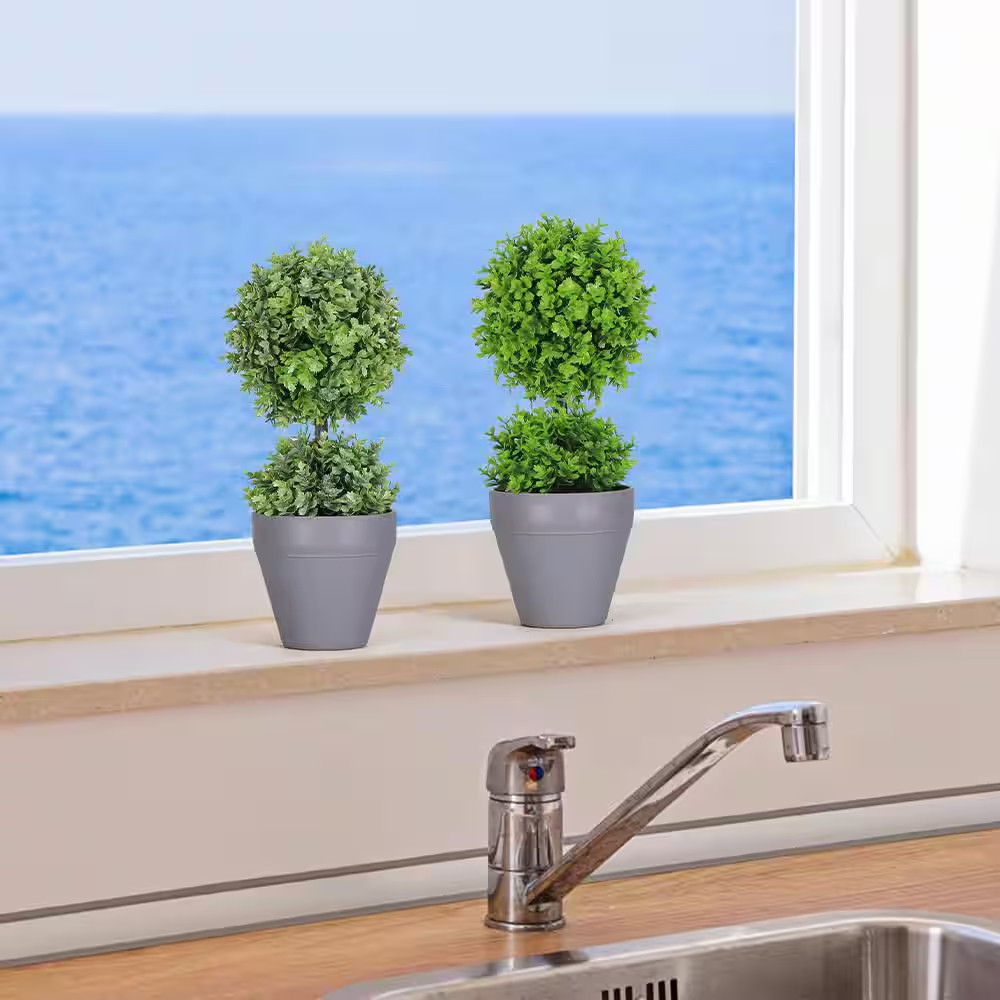 2 Pot 9 In. Green Artificial Mini Tree Grass Home Decoration