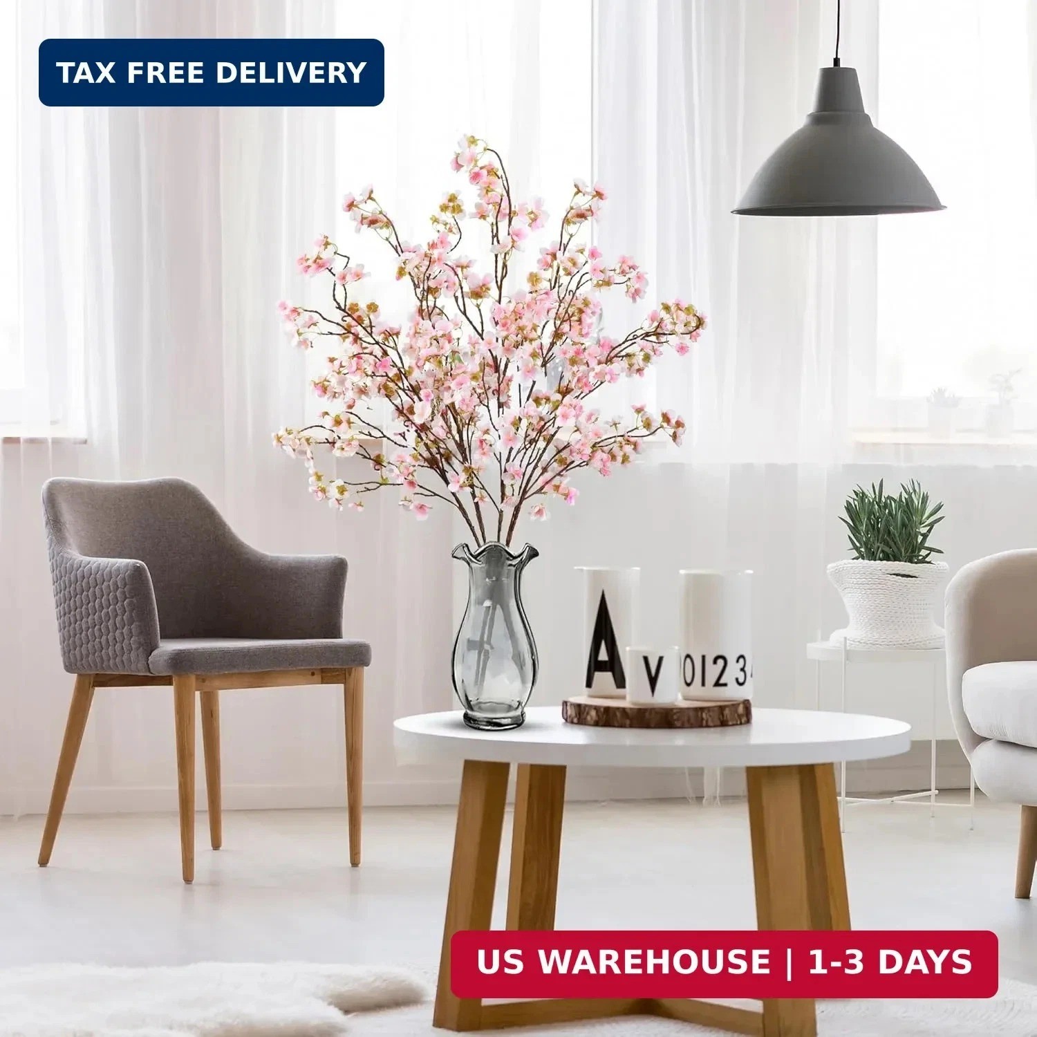 Sggvecsy Artificial Cherry Blossom Flowers 4 Pcs Faux Cherry Blossom Stems Faux