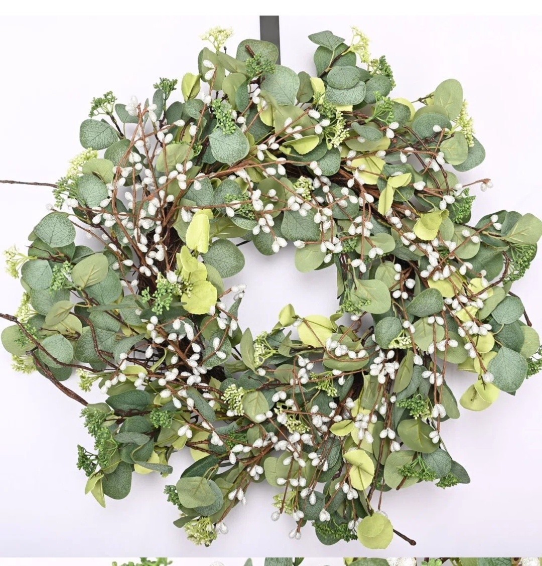 26 Inch Eucalyptus Wreath for Front Door, Large Artificial Greenery Wreath