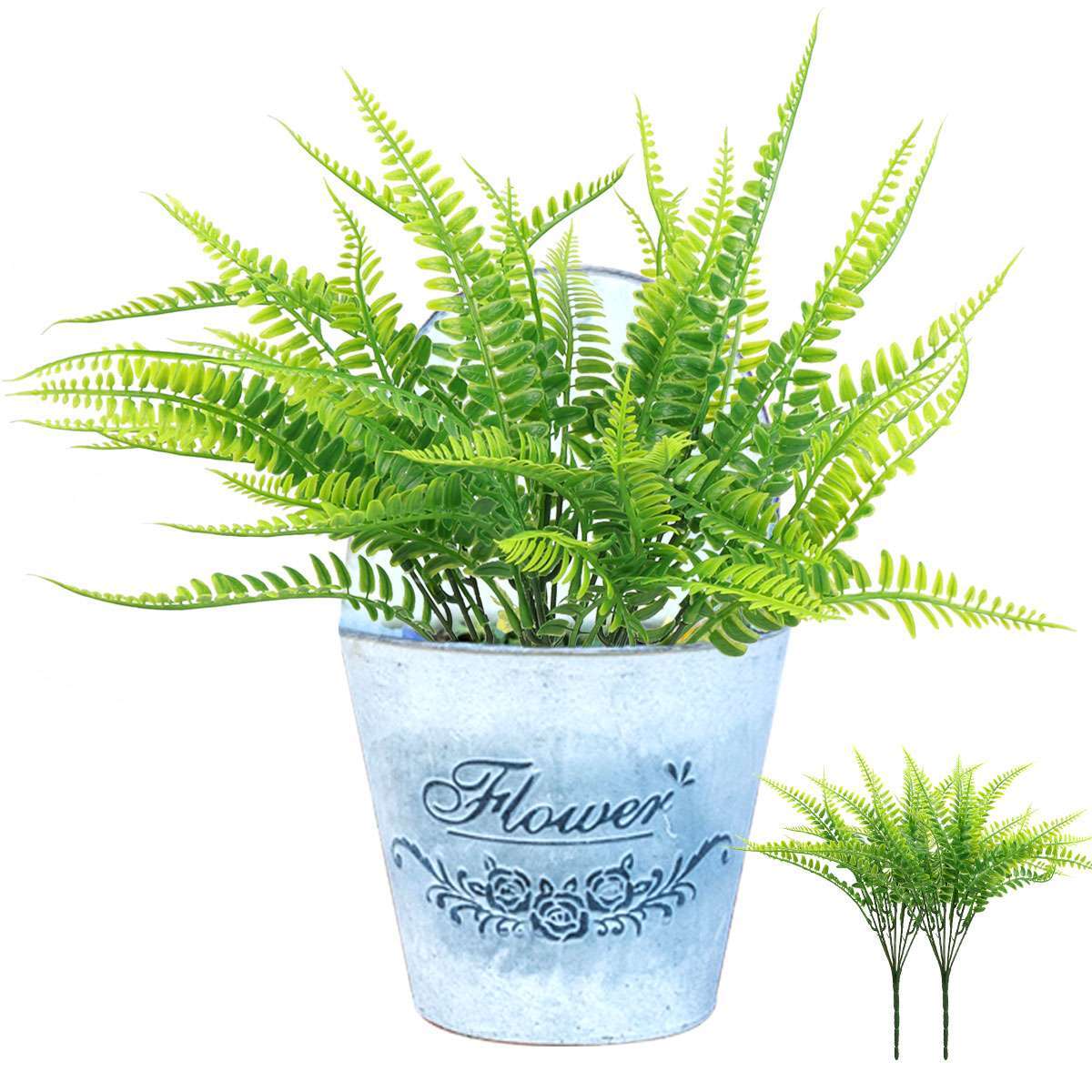 2~8PCS Artificial Fake Boston Fern Plants Bushes Ferns Indoor Outdoor Home Decor
