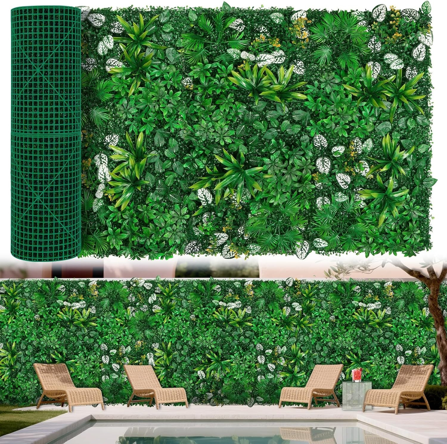 Artificial Hedge Grass Wall, Boxwood Panels 40″X120″(33.33 SQFT), UV Protected G